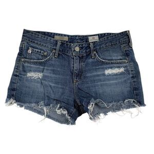 Adriano Goldschmied Jean Shorts Size 27 The Bonnie Relaxed Blue Distressed Denim